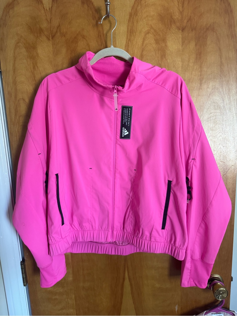 adidas Women’s Bright Pink Lightweight Bomber Track Jacket - L - Picture 3 of 6